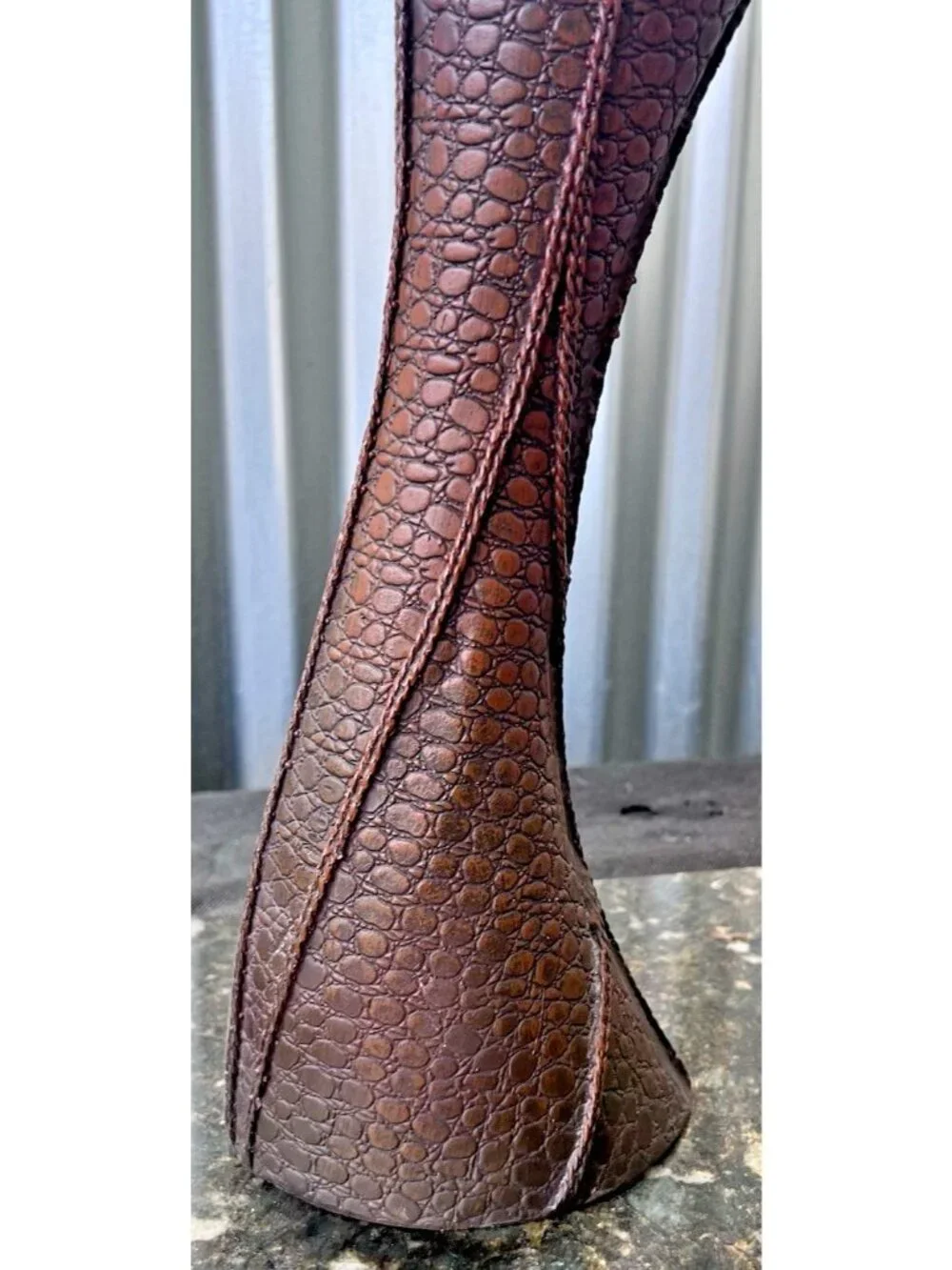 Tall Art Deco , MCM style.Wood sculpture,snake skin like wrap